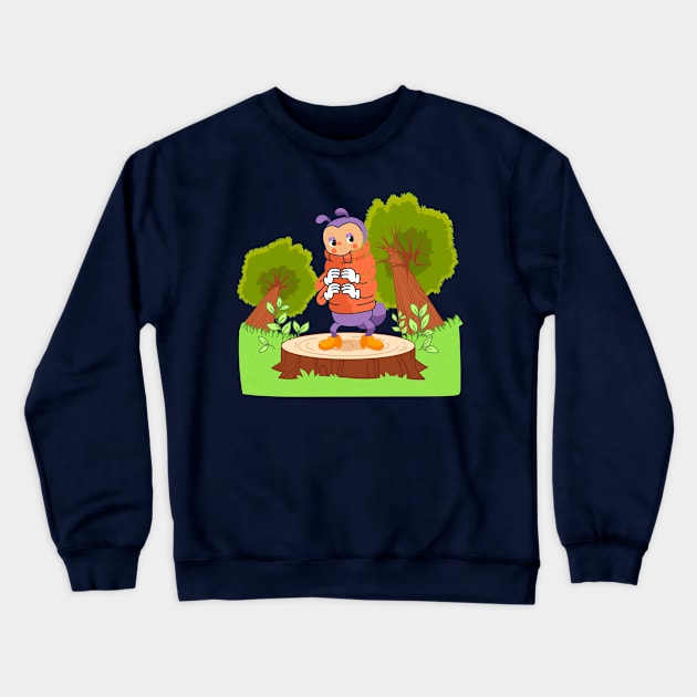 Caterpillar Forest Hand Drawn Crewneck Sweatshirt by Mako Design 